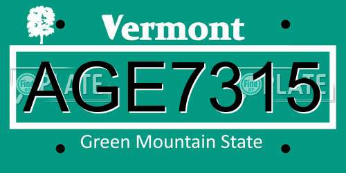 AGE7315 Vermont License Plate