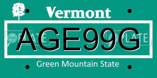 AGE99G Vermont License Plate