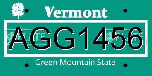 AGG1456 Vermont License Plate