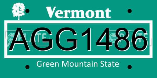 AGG1486 Vermont License Plate