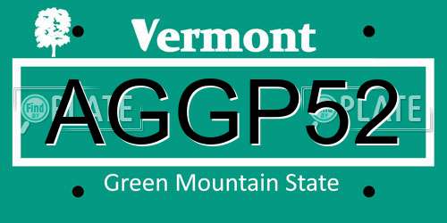 AGGP52 Vermont License Plate