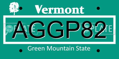 AGGP82 Vermont License Plate