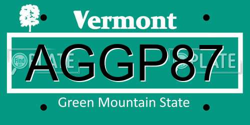 AGGP87 Vermont License Plate