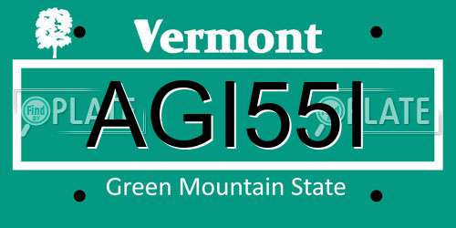 AGI55I Vermont License Plate
