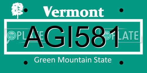 AGI581 Vermont License Plate