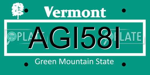 AGI58I Vermont License Plate