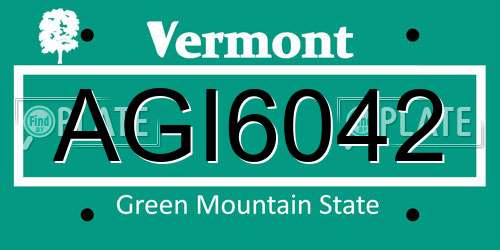 AGI6042 Vermont License Plate
