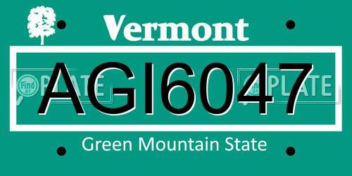 AGI6047 Vermont License Plate
