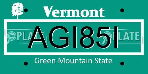 AGI85I Vermont License Plate