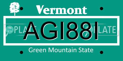 AGI88I Vermont License Plate