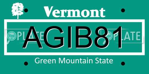 AGIB81 Vermont License Plate