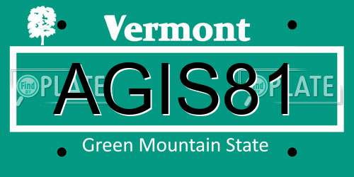 AGIS81 Vermont License Plate