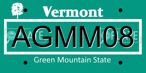 AGMM08 Vermont License Plate