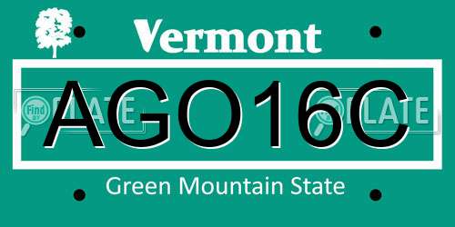 AGO16C Vermont License Plate