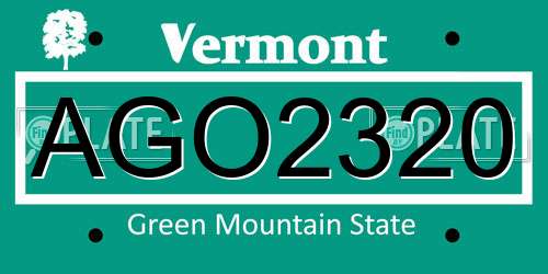 AGO2320 Vermont License Plate