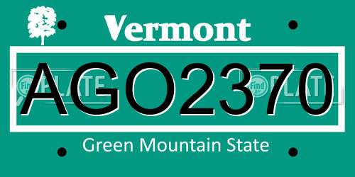 AGO2370 Vermont License Plate