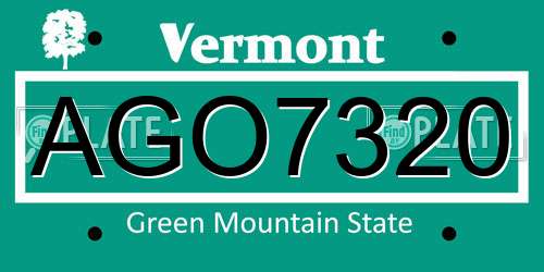 AGO7320 Vermont License Plate