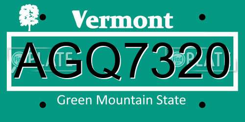AGQ7320 Vermont License Plate