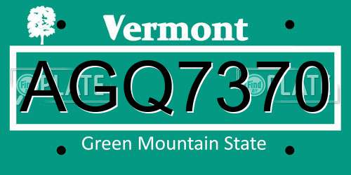 AGQ7370 Vermont License Plate