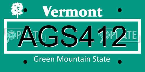 AGS412 Vermont License Plate