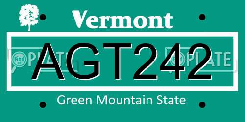AGT242 Vermont License Plate