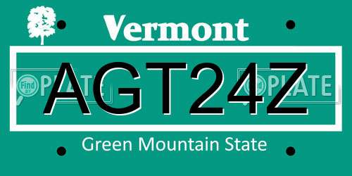 AGT24Z Vermont License Plate