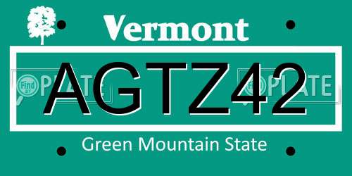 AGTZ42 Vermont License Plate