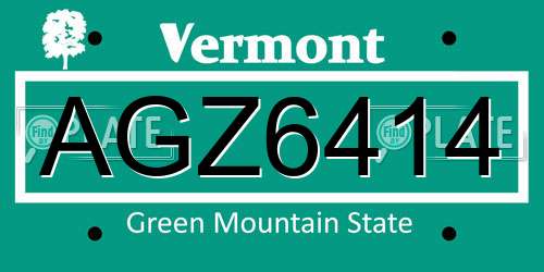 AGZ6414 Vermont License Plate