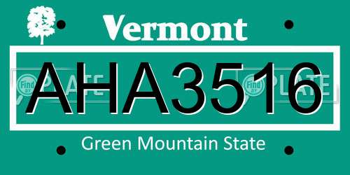 AHA3516 Vermont License Plate