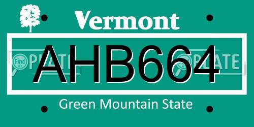 AHB664 Vermont License Plate