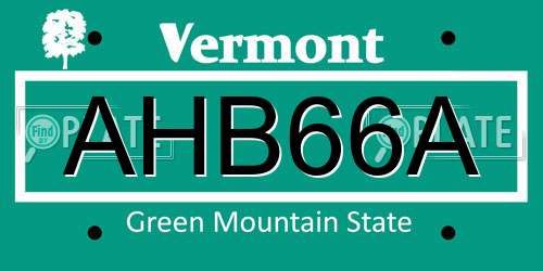 AHB66A Vermont License Plate