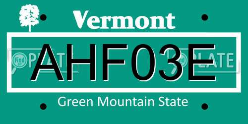 AHF03E Vermont License Plate