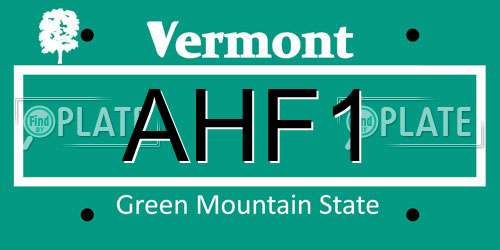 AHF1 Vermont License Plate