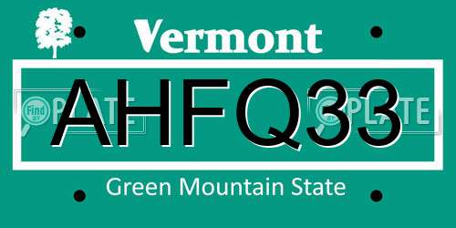 AHFQ33 Vermont License Plate