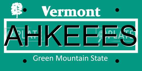 AHKEEES Vermont License Plate