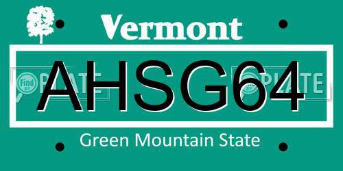 AHSG64 Vermont License Plate