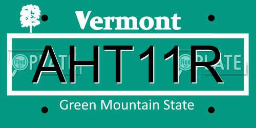 AHT11R Vermont License Plate