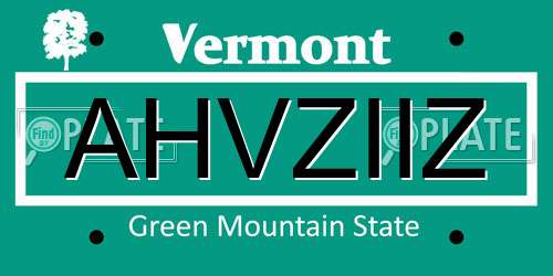 AHVZIIZ Vermont License Plate