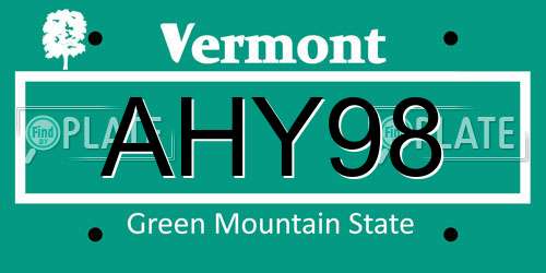 AHY98 Vermont License Plate