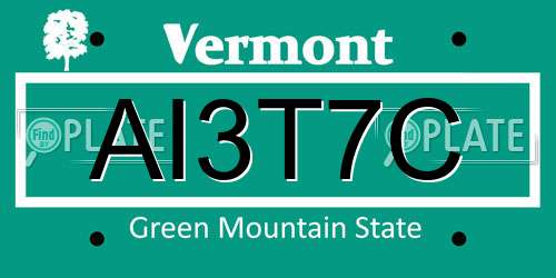 AI3T7C Vermont License Plate