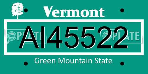 AI45522 Vermont License Plate