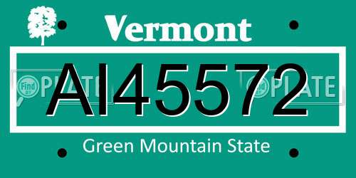 AI45572 Vermont License Plate