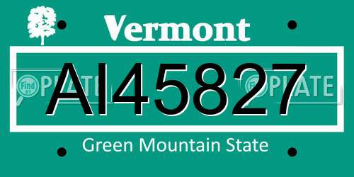 AI45827 Vermont License Plate