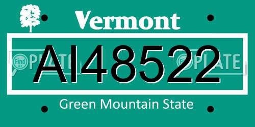 AI48522 Vermont License Plate
