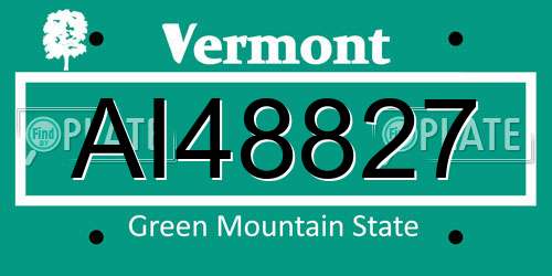 AI48827 Vermont License Plate