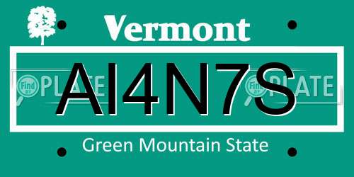 AI4N7S Vermont License Plate