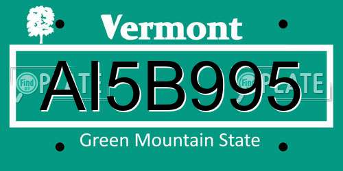 AI5B995 Vermont License Plate