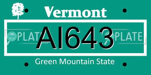 AI643 Vermont License Plate