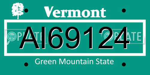 AI69124 Vermont License Plate