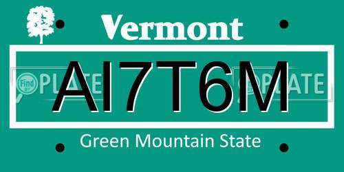 AI7T6M Vermont License Plate